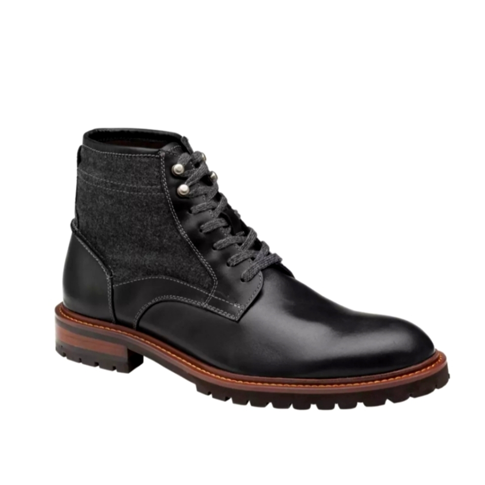 JOHNSTON & MURPHY Mens New Black Lug Sole Chadwick Round Toe Leather Boots 12 M